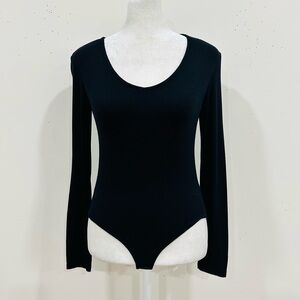 ATM Anthony Thomas Melillo Size M Long Sleeve Bodysuit Black Ribbed Crew Soft